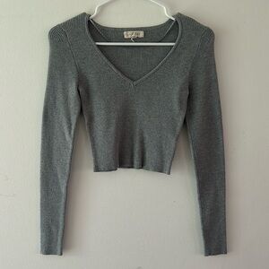 LA Hearts cropped grey sweater